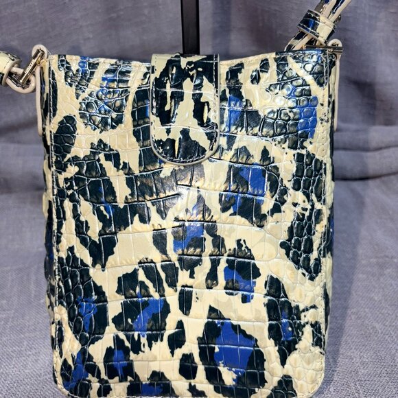 Brahmin “Marley” Blue Leopard Print Crossbody - Picture 5 of 11